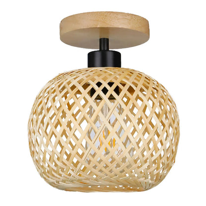 Natura Bamboo Ceiling Lamp | Handwoven Rattan LED Fixture 4