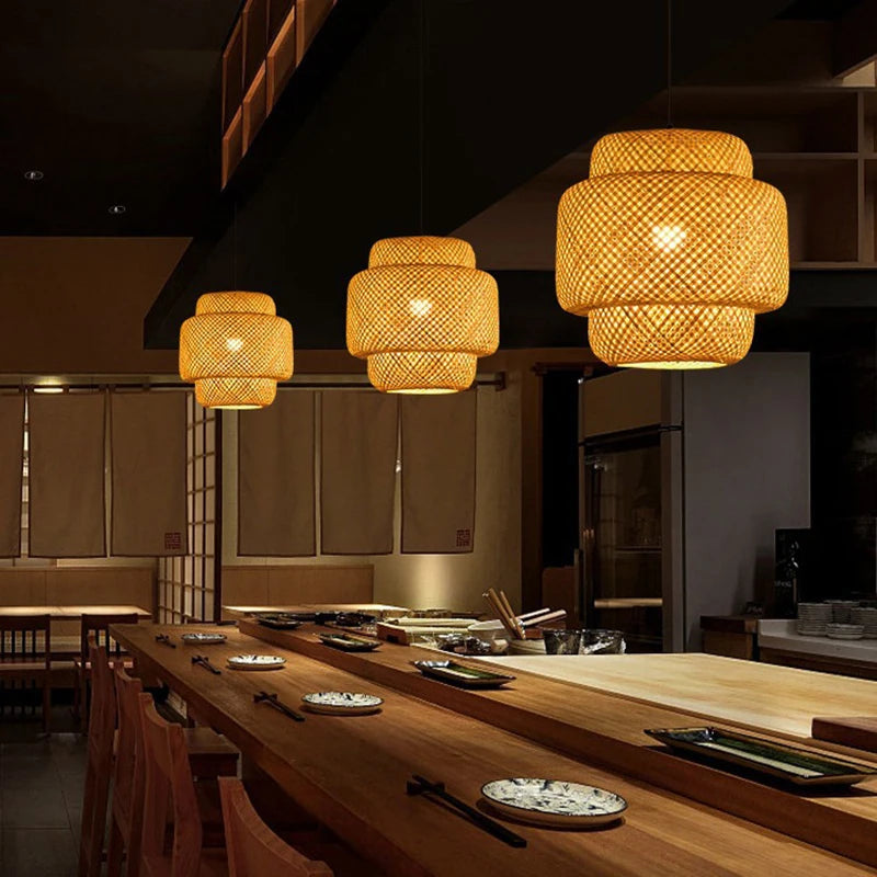 Natural Bamboo Pendant Lamp | Handwoven Rattan Light Fixture 2
