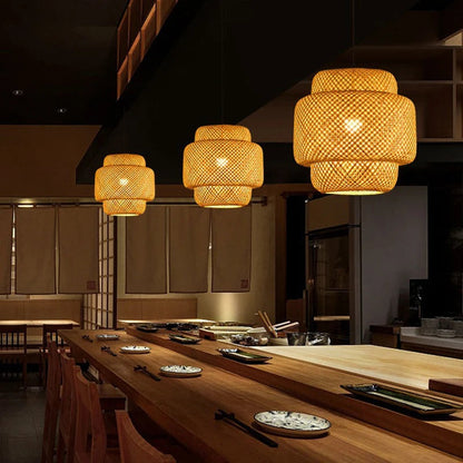 Natural Bamboo Pendant Lamp | Handwoven Rattan Light Fixture 2