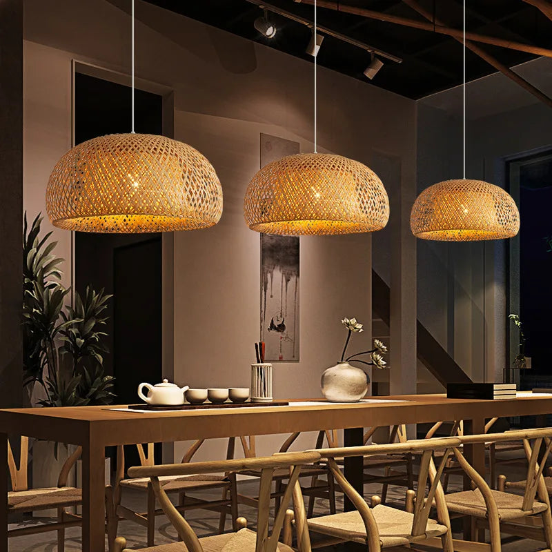 Natural Bamboo Pendant Lamp | Handwoven Rattan Light Fixture 3