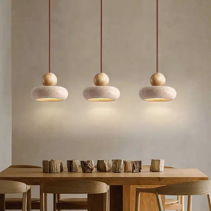 Natural Stone & Wood Pendant Light | Vintage Minimalist Pendant 4