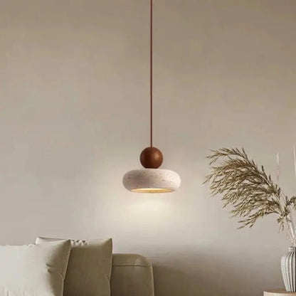 Natural Stone & Wood Pendant Light | Vintage Minimalist Pendant 5