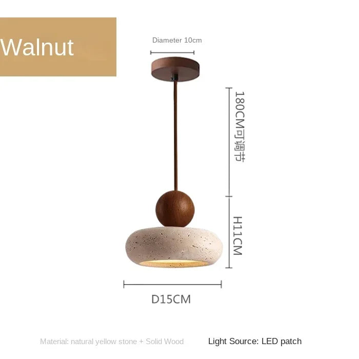 Natural Stone & Wood Pendant Light | Vintage Minimalist Pendant 6