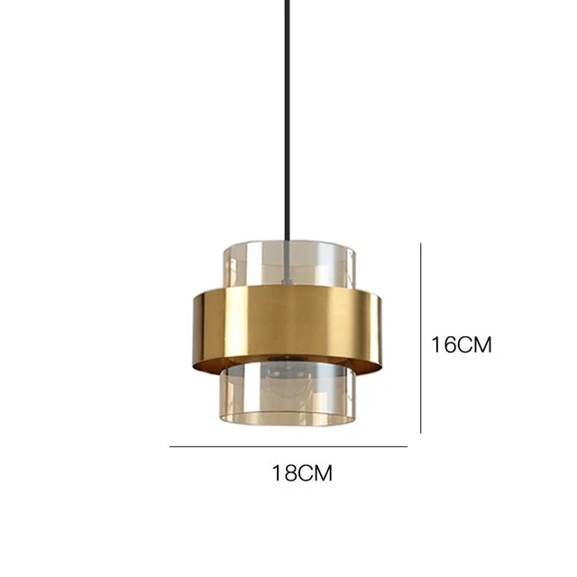 Nordic Glass Pendant Light | Modern Brass Cylinder Design 0
