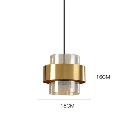 Nordic Glass Pendant Light | Modern Brass Cylinder Design 0