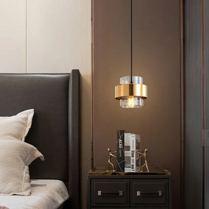 Nordic Glass Pendant Light | Modern Brass Cylinder Design 2