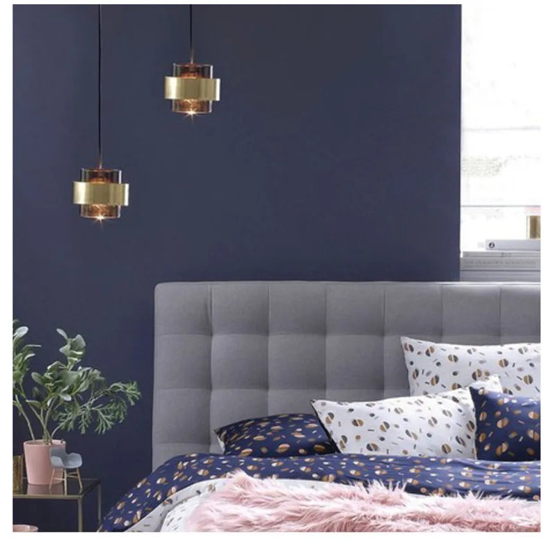 Nordic Glass Pendant Light | Modern Brass Cylinder Design 5