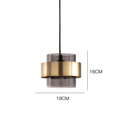 Nordic Glass Pendant Light | Modern Brass Cylinder Design 7