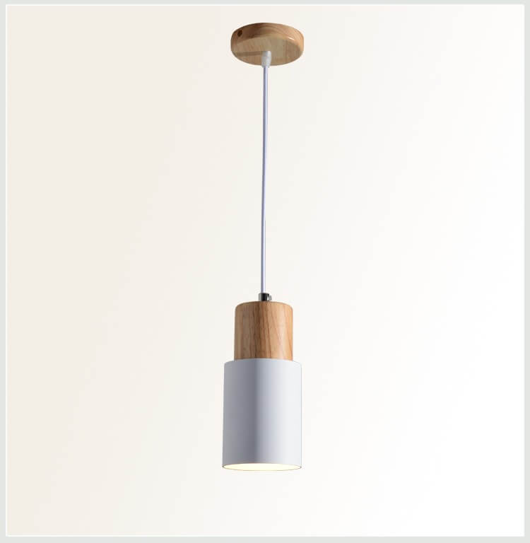 Nordic Macaron Cylinder Pendant Light | Modern Wood & Metal Design 0