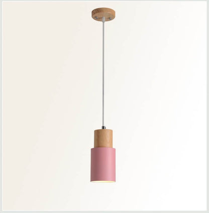Nordic Macaron Cylinder Pendant Light | Modern Wood & Metal Design 11