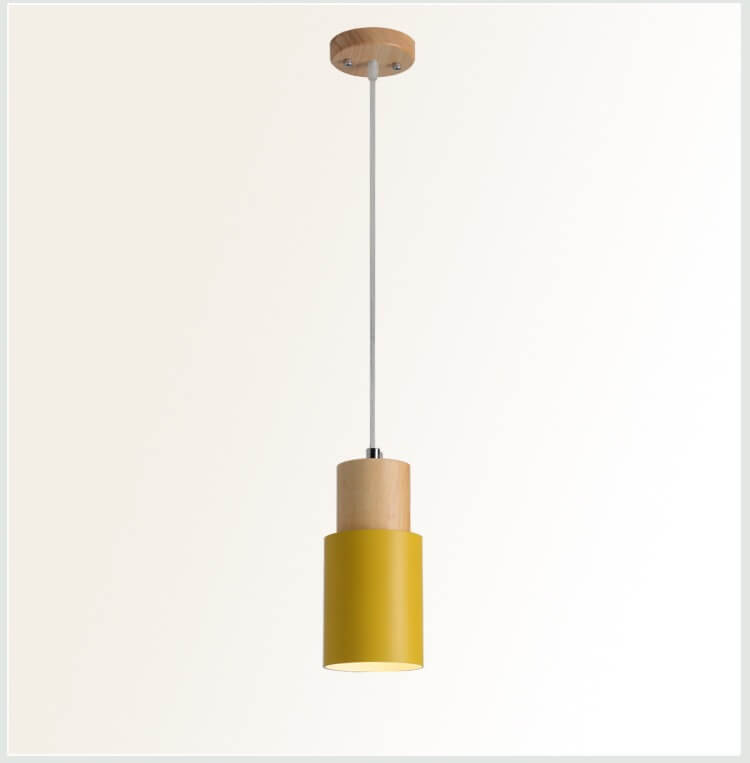 Nordic Macaron Cylinder Pendant Light | Modern Wood & Metal Design 12