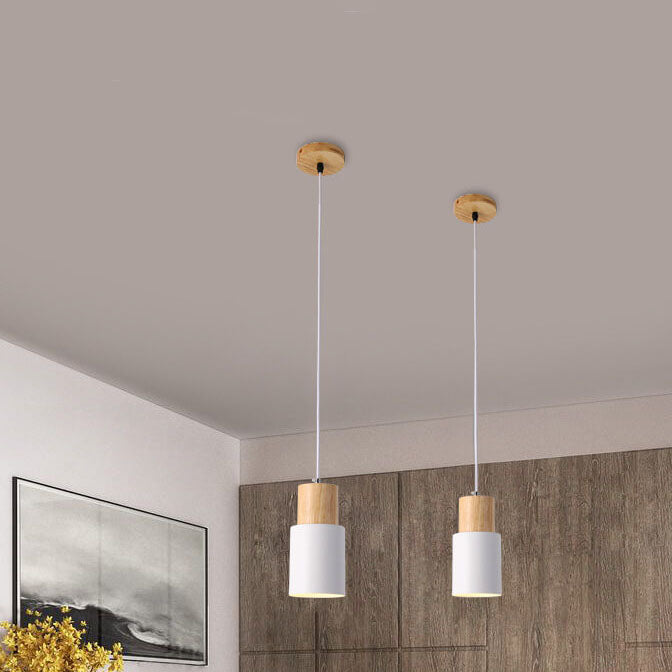 Nordic Macaron Cylinder Pendant Light | Modern Wood & Metal Design 3