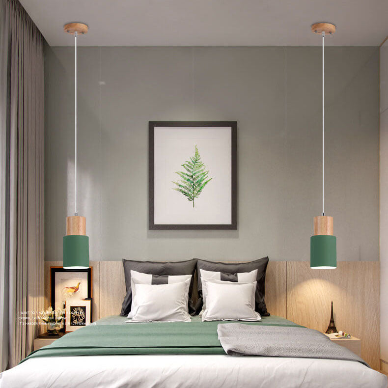 Nordic Macaron Cylinder Pendant Light | Modern Wood & Metal Design 4
