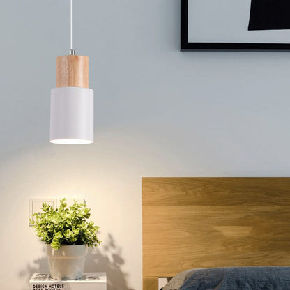 Nordic Macaron Cylinder Pendant Light | Modern Wood & Metal Design 6
