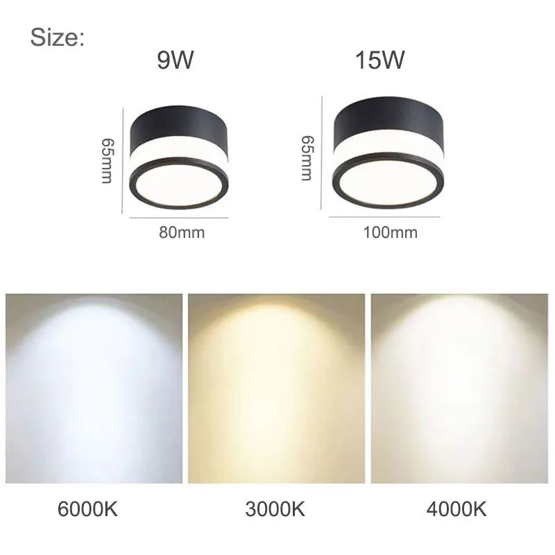 Nordic Surface Mounted LED Downlight | 9W / 15W Ceiling Light 5