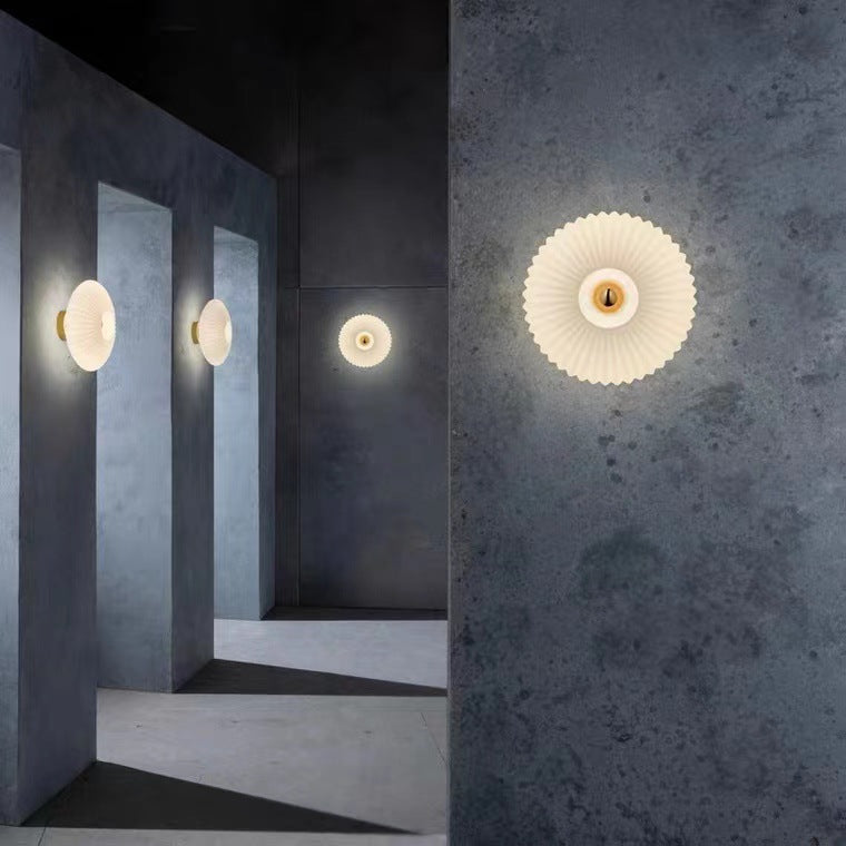 Nordic Vintage Glass Wall Sconce | Striped Round Disc Light 1