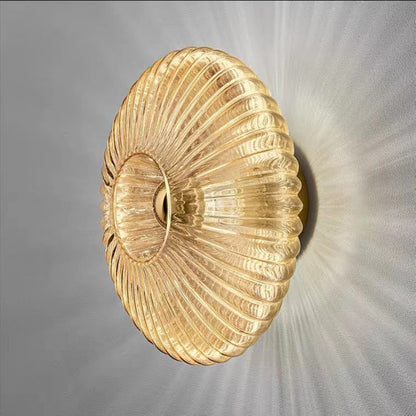 Nordic Vintage Glass Wall Sconce | Striped Round Disc Light 4