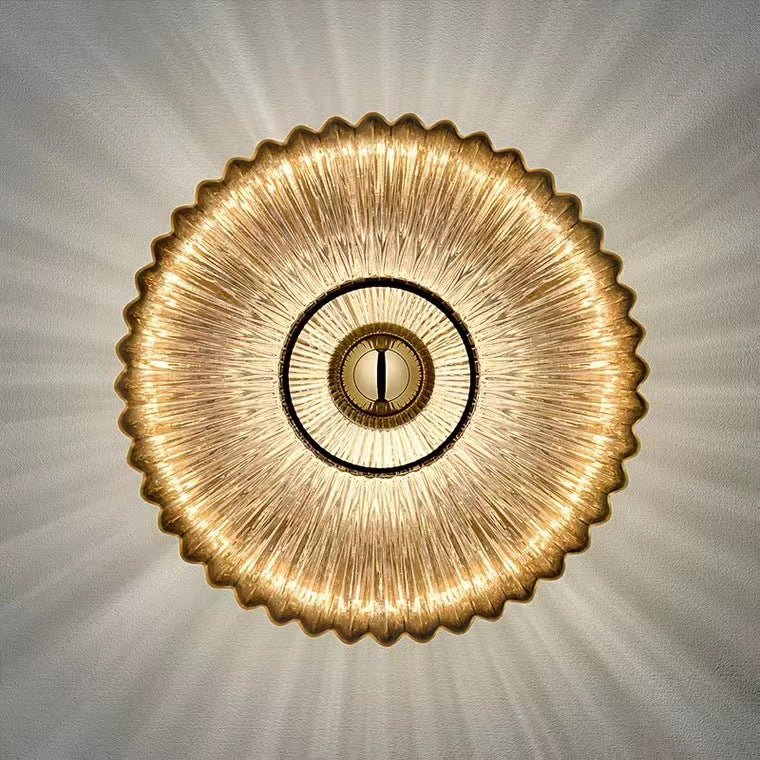 Nordic Vintage Glass Wall Sconce | Striped Round Disc Light 7