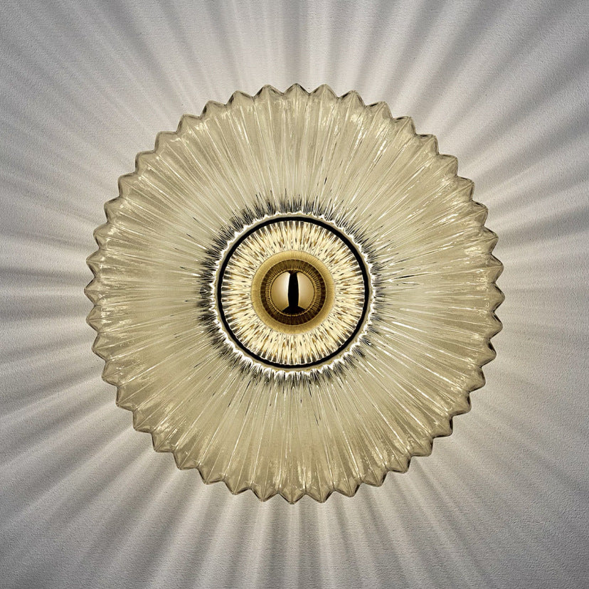Nordic Vintage Glass Wall Sconce | Striped Round Disc Light 8