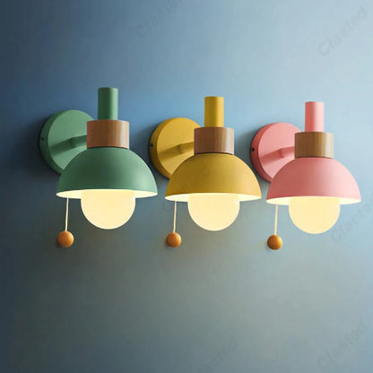 Nordic Wood Accent Wall Lamp | Minimalist Pull-Switch Light 1