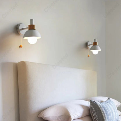 Nordic Wood Accent Wall Lamp | Minimalist Pull-Switch Light 6