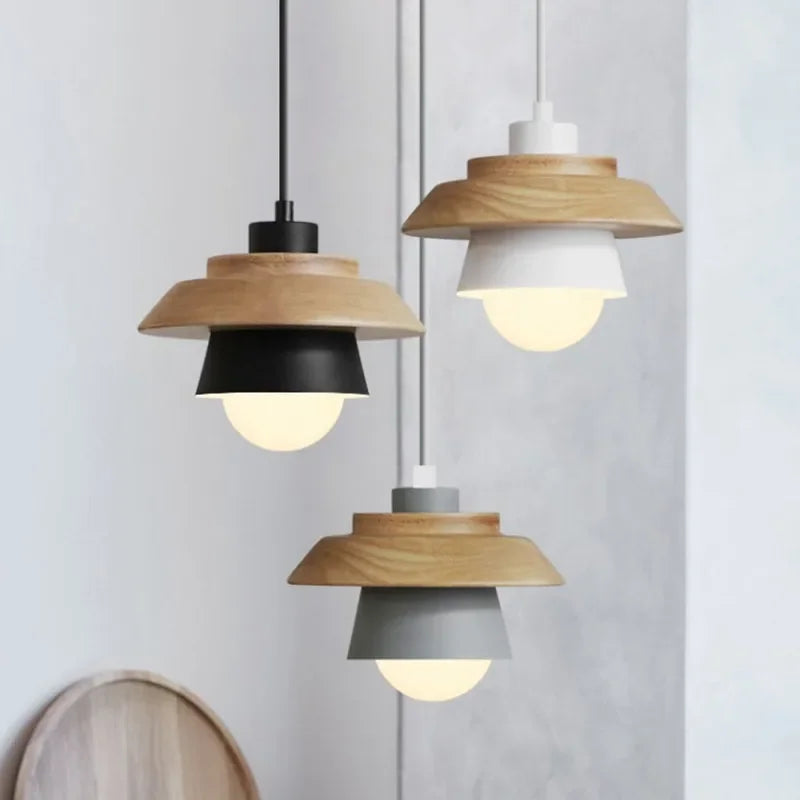 Nordic Wood Pendant Light | Colourful Macaron Design 1