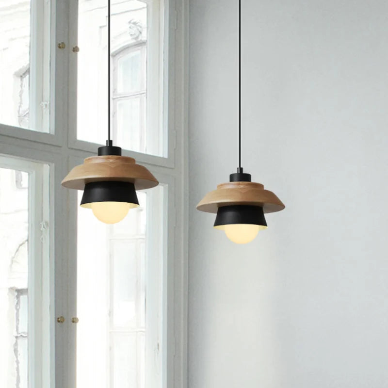Nordic Wood Pendant Light | Colourful Macaron Design 4