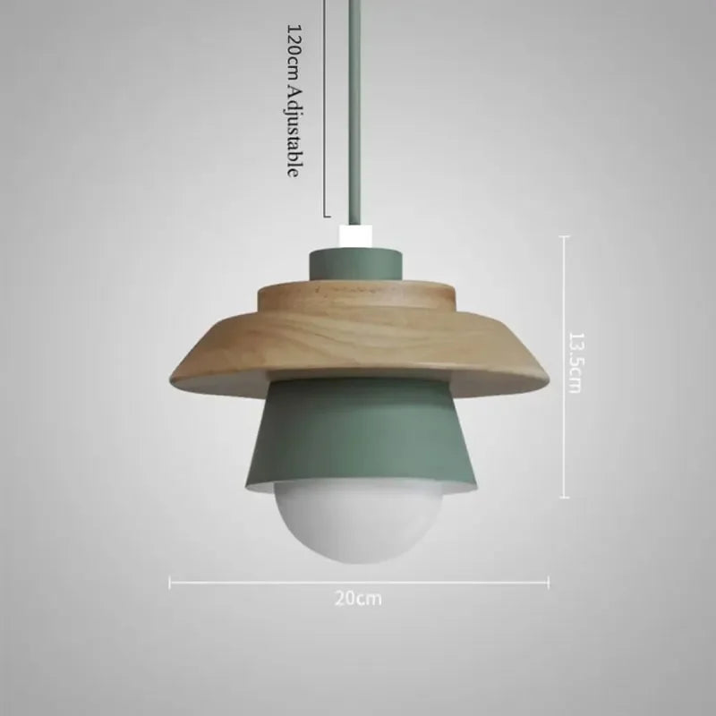 Nordic Wood Pendant Light | Colourful Macaron Design 6