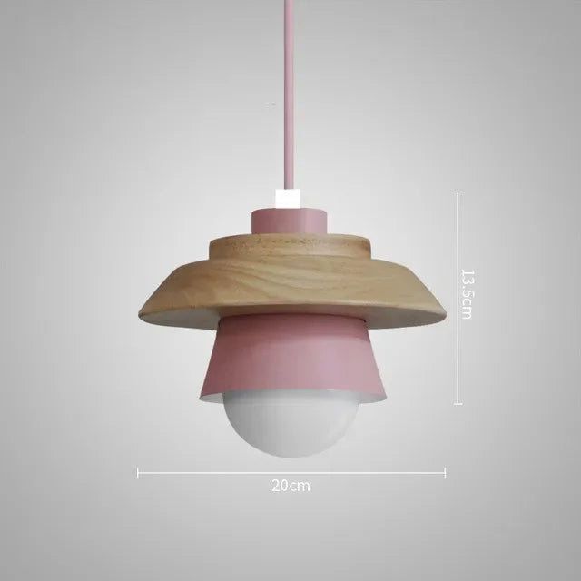 Nordic Wood Pendant Light | Colourful Macaron Design 9