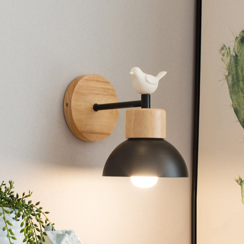 Nordic Wooden Bird Wall Lamp | LED Bedside Wall Sconce 0