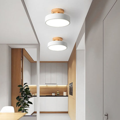Nordic Wooden Ceiling Light | Round Modern Corridor & Balcony Lamp 0