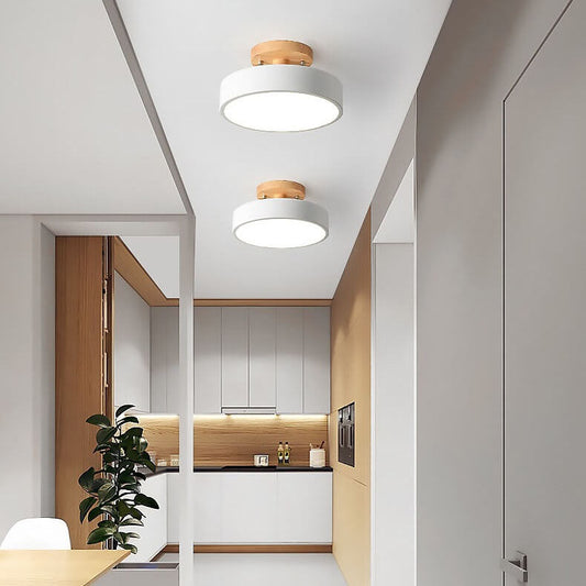 Nordic Wooden Ceiling Light | Round Modern Corridor & Balcony Lamp 0