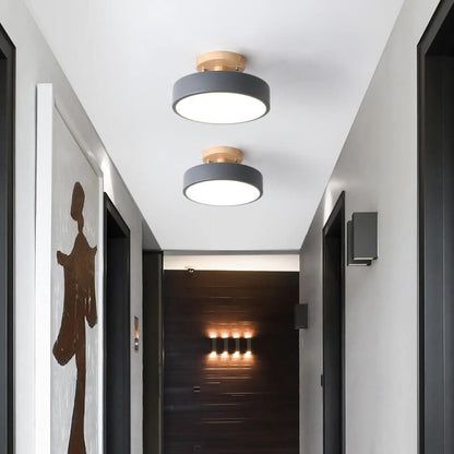 Nordic Wooden Ceiling Light | Round Modern Corridor & Balcony Lamp 1