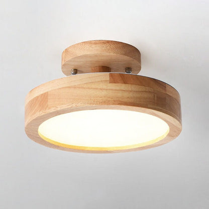 Nordic Wooden Ceiling Light | Round Modern Corridor & Balcony Lamp 6