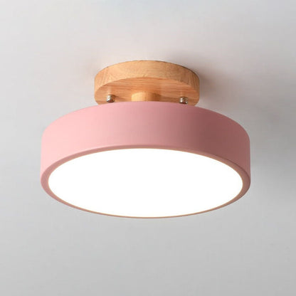 Nordic Wooden Ceiling Light | Round Modern Corridor & Balcony Lamp 9