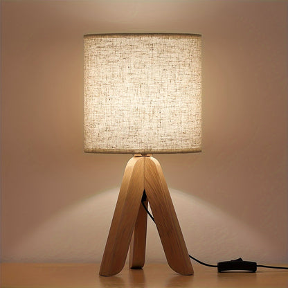 Nordic Wooden Tripod Table Lamp | Fabric Shade 1