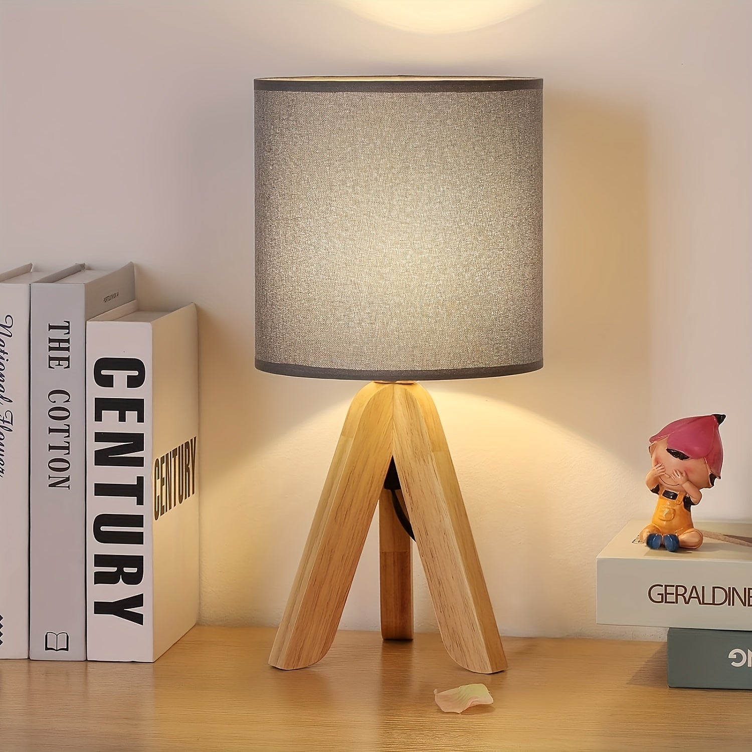 Nordic Wooden Tripod Table Lamp | Fabric Shade 3