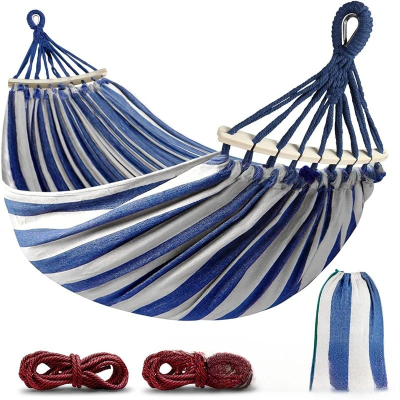 Outdoor Retreat | Camping Hammock with Anti-Roll Design & Wooden Spreaders | Spacious & Portable for Relaxation 1