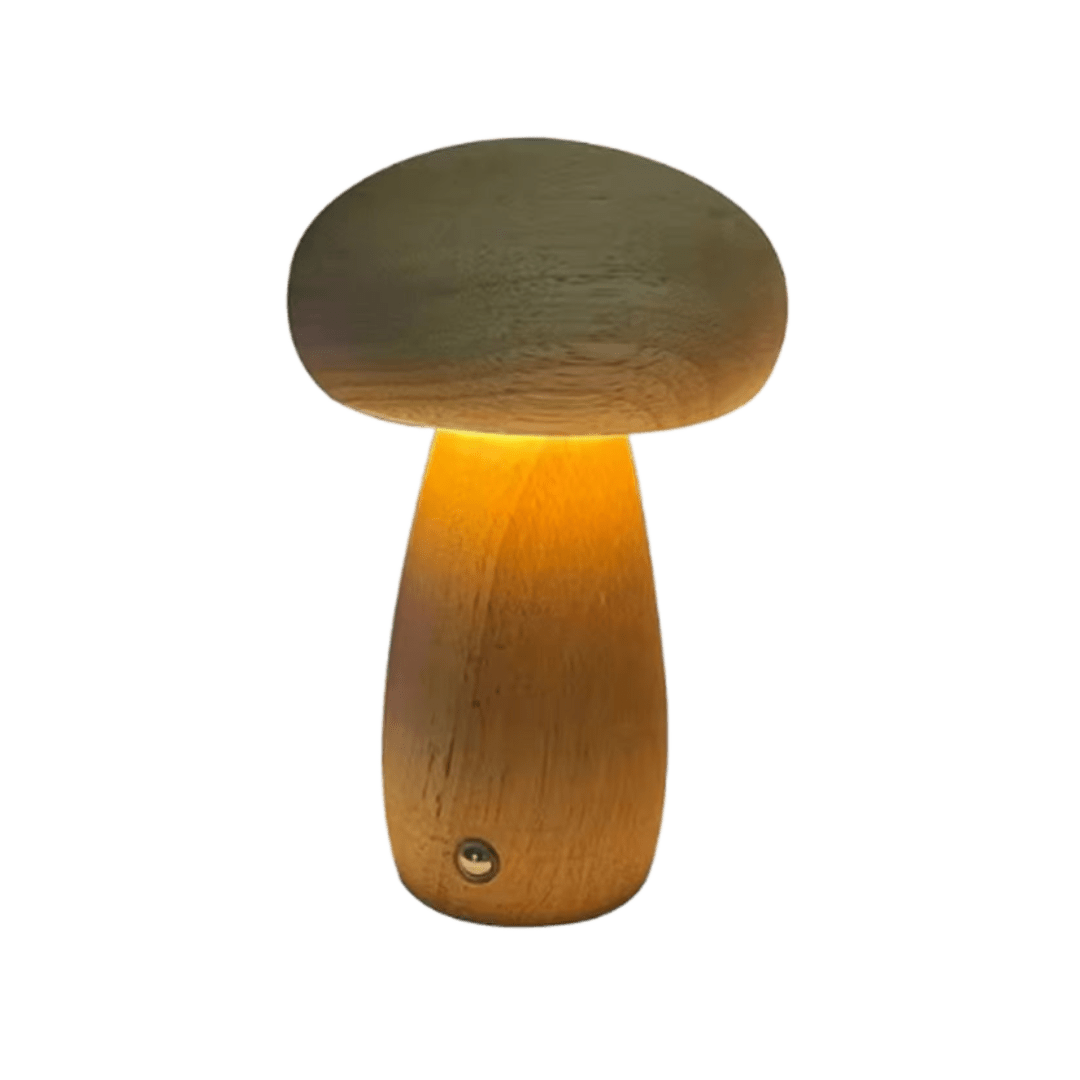 Portobello Mushroom Lamp | Natural Wood Rechargeable Night Light 2