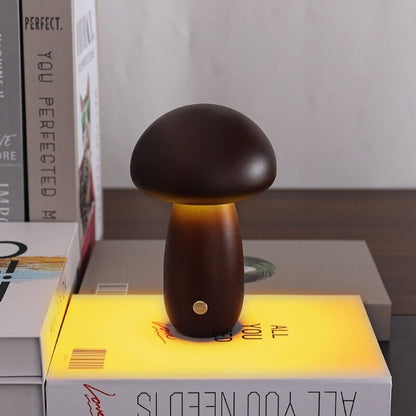Portobello Mushroom Lamp | Natural Wood Rechargeable Night Light 3