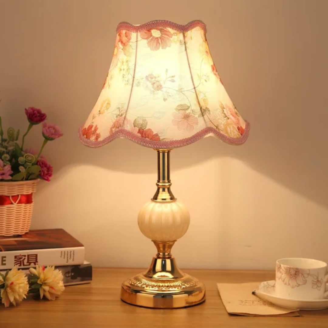 Quixy Vintage Scandinavian Table Lamp | Elegant Floral Design 0