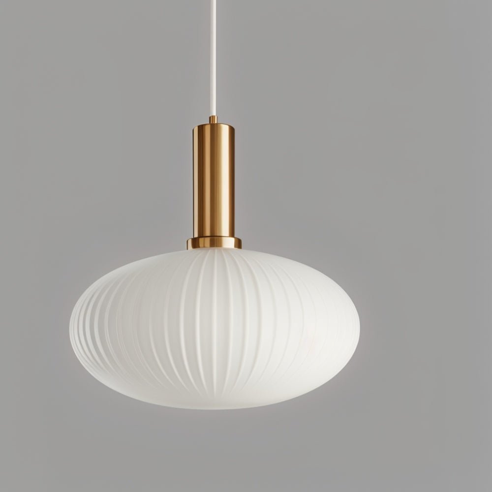 Ribbed Glass Pendant Light | Vintage Luxury with Brass Accents 11