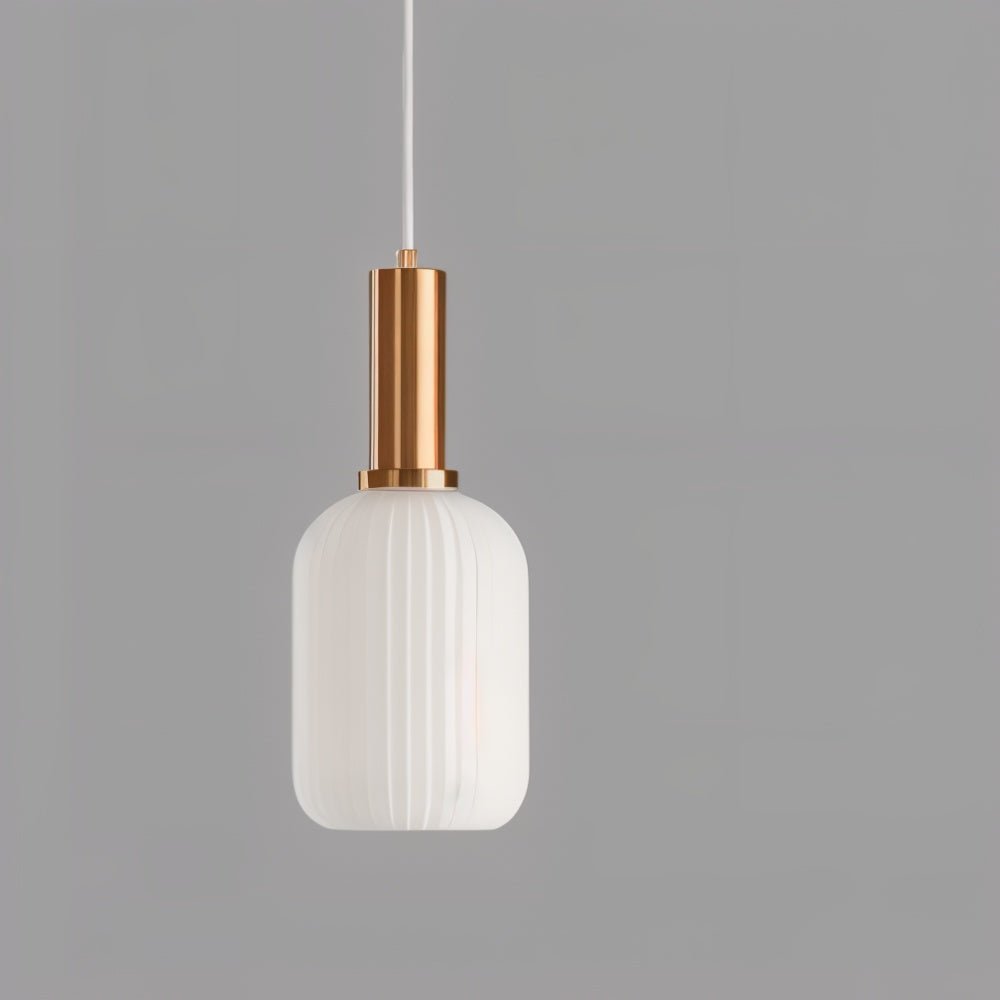 Ribbed Glass Pendant Light | Vintage Luxury with Brass Accents 2
