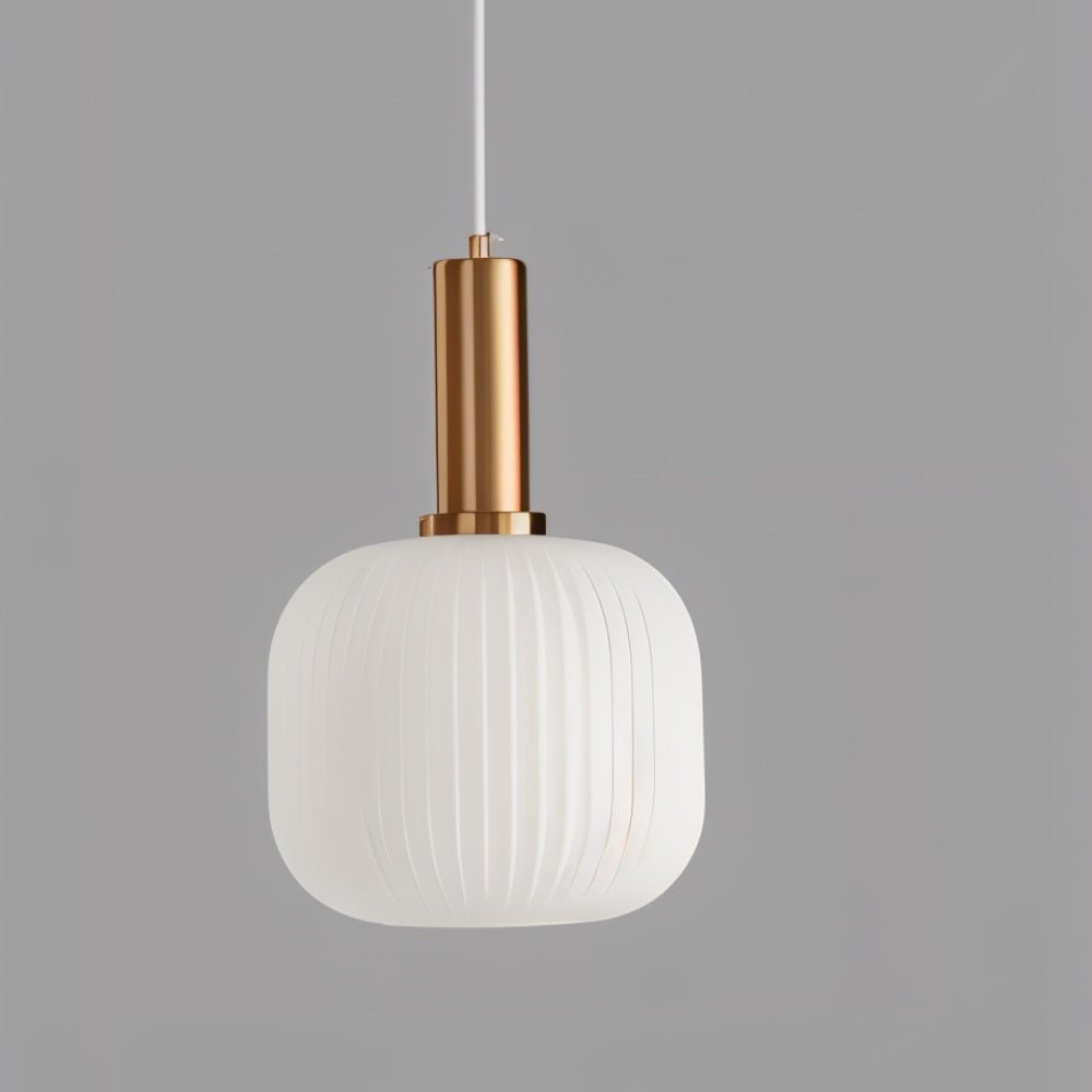 Ribbed Glass Pendant Light | Vintage Luxury with Brass Accents 8