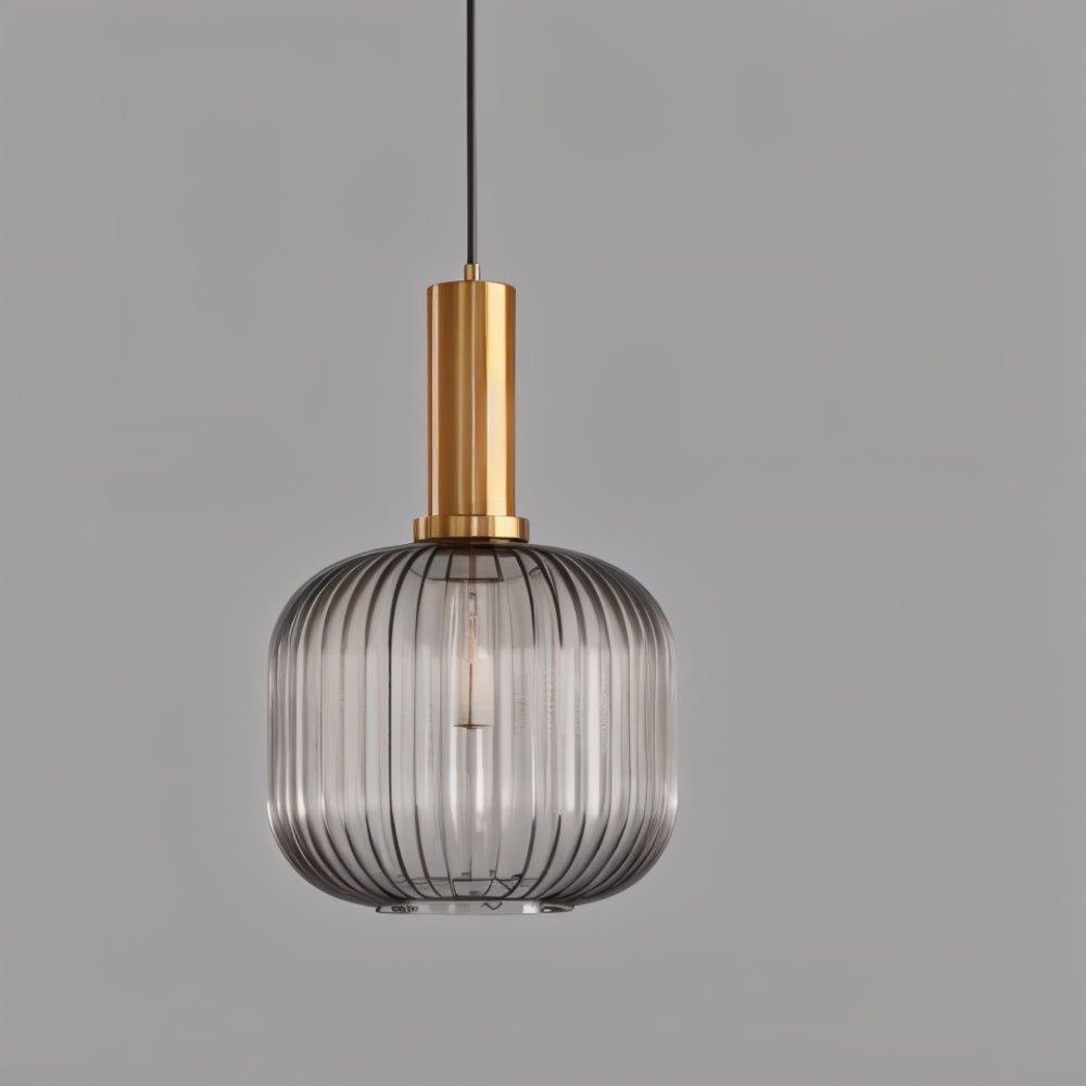Ribbed Glass Pendant Light | Vintage Luxury with Brass Accents 9