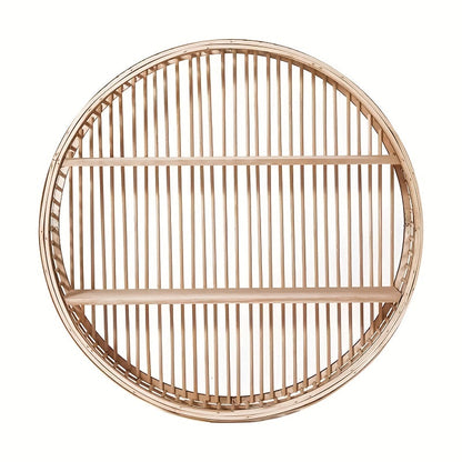 Round Bamboo Wall Shelf | Handmade Boho Floating Organizer 1
