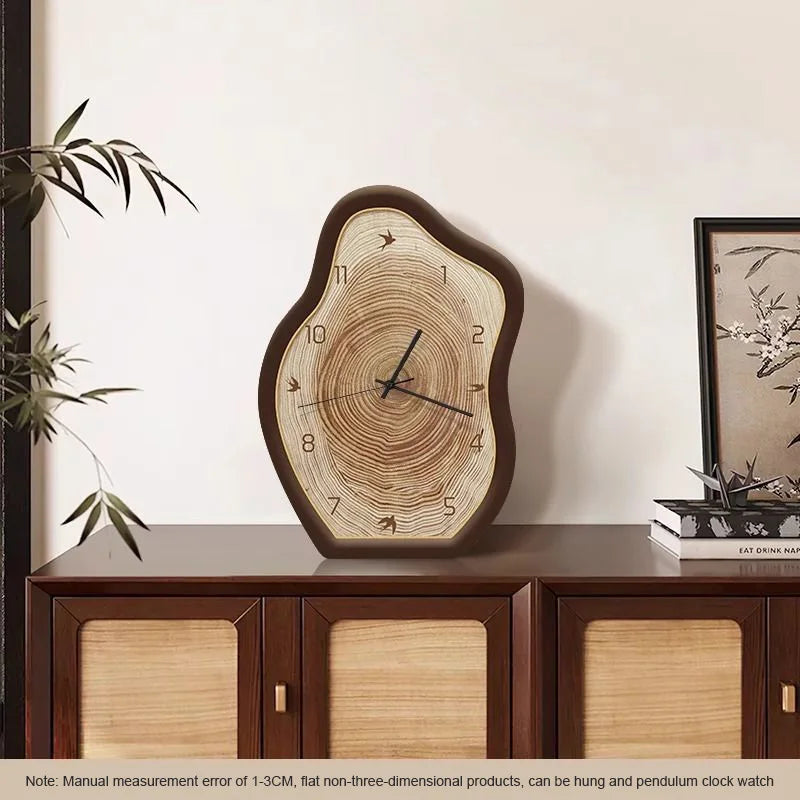 Rustic Annual Ring Clock | Natural Wood-Inspired Design 0