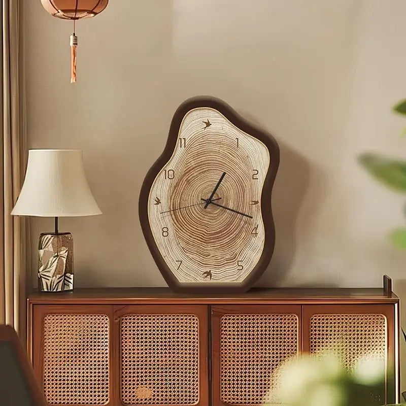 Rustic Annual Ring Clock | Natural Wood-Inspired Design 1