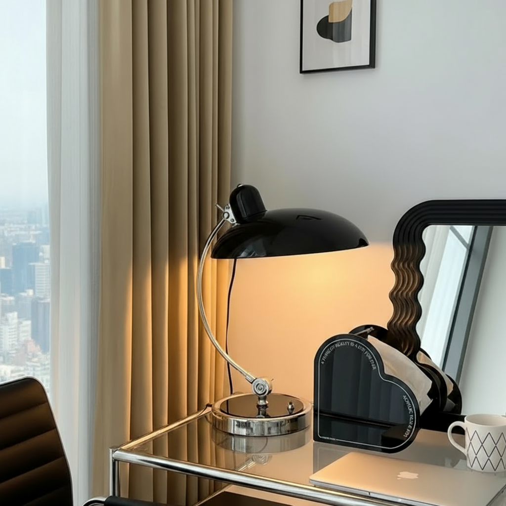 ScandiArc Table Lamp | Bauhaus-Inspired Curved Metal Design 4