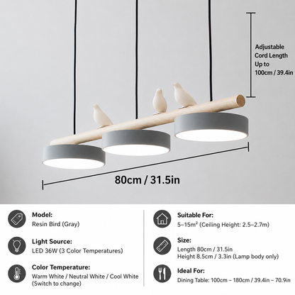 Sienna Bird Round Chandelier | Modern Nature-Inspired LED Ceiling Light 3